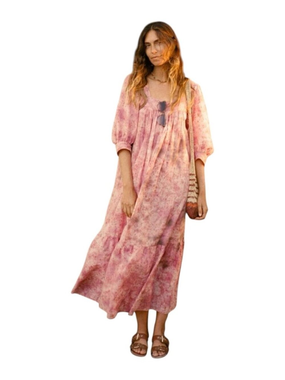 Christy Dawn Bianca Dress Small Speckled Rose Organic Cotton Maxi